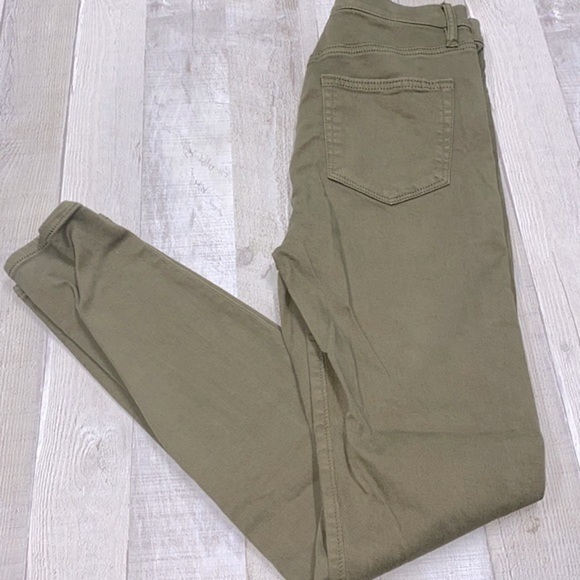 Loft high rise skinny ankle olive green jeans size 0/25 - Picture 3 of 10